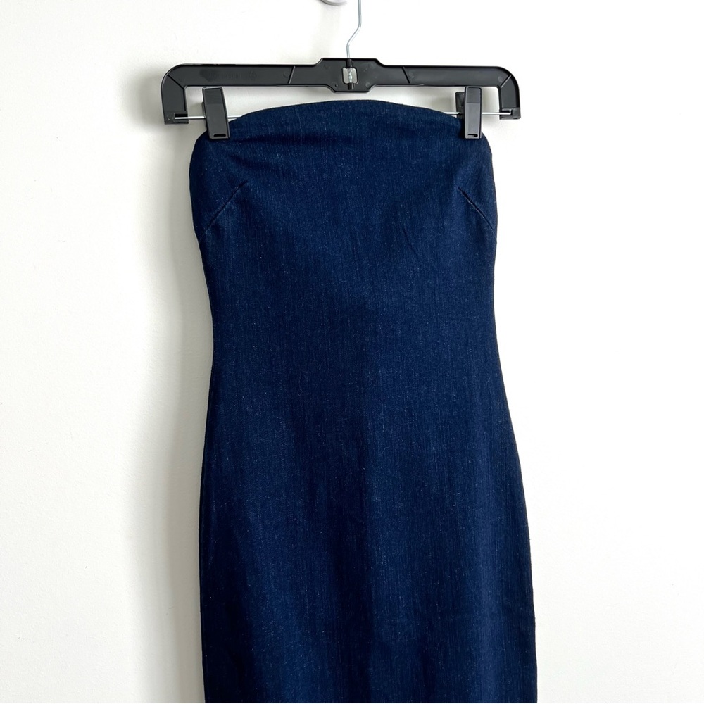 Zara Strapless Denim Midi Dress - Picture 6 of 12